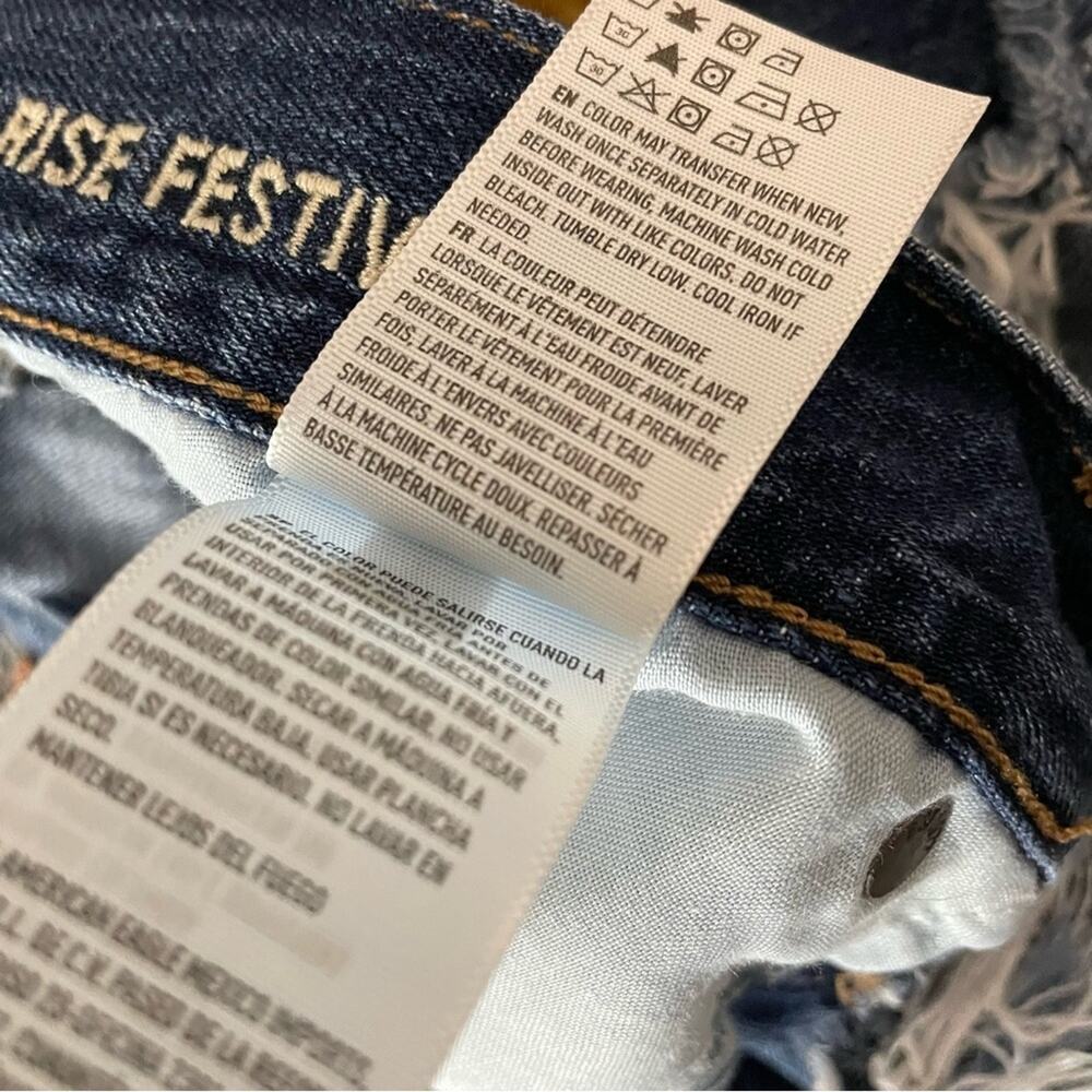 American Eagle vintage hi rise festival ripped embroidered pocket jean shorts 2 - Picture 9 of 9